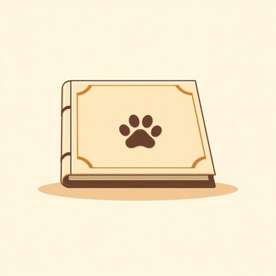 Illustration of the closed keepsake book with a paw on its cover